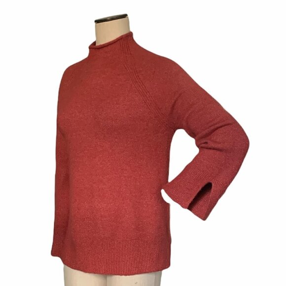 Ann Taylor LOFT Rolled Mock Neck Sweater Flare Slit Sleeves Sz S #193B - Picture 7 of 11